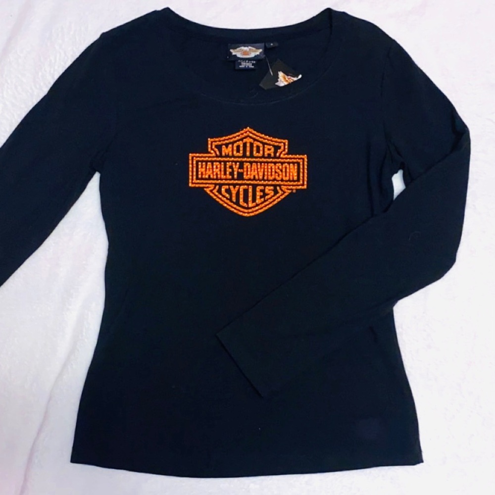 Brand New NWT Black Bedazzled Harley-Davidson Tee 🧡